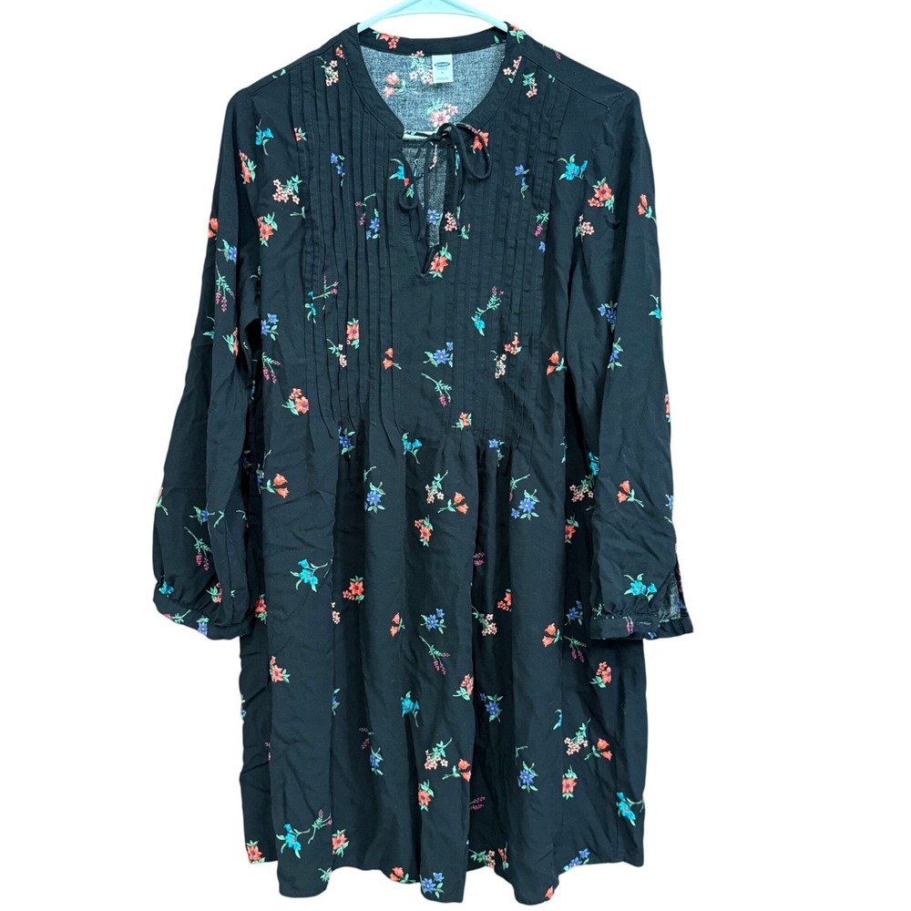 Old‎ Navy Floral Print Pintuck Long Sleeve Mini Dress Womens Medium